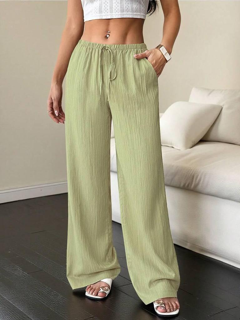 2025 Autumn European & American Style Women's Solid Color Straight-Leg Casual Pants