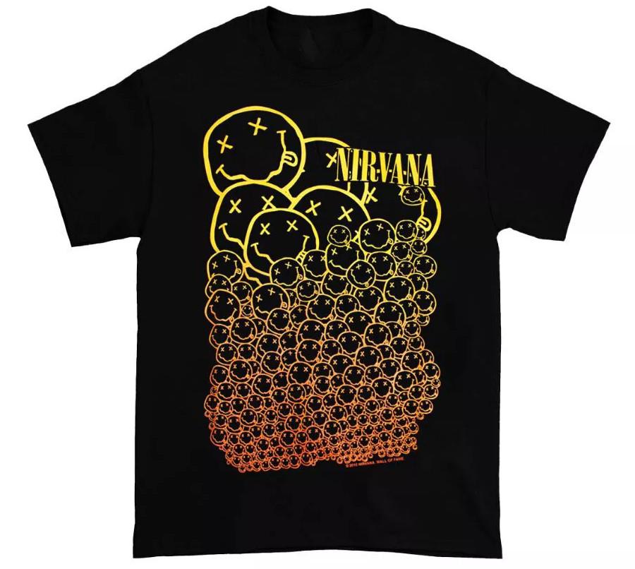 NIRVANA MANY SMILES NEW BLACK T-SHIRT L