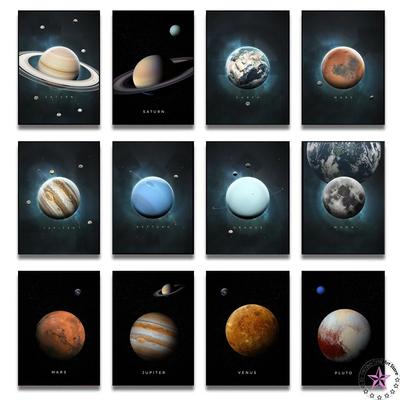 Nordic Solar System Canvas Art Sun Venus Saturn Mars Planet Posters Space Wall Decor for Living Room Modern Home Art Prints