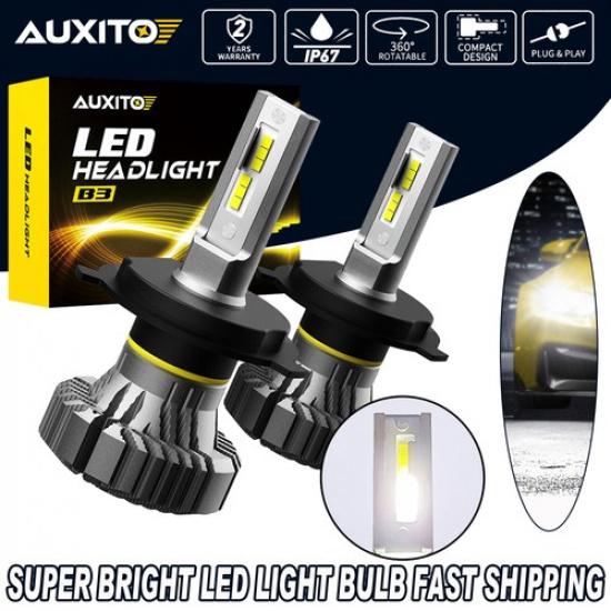 AUXITO LED Headlight 9003 Kit H4 High/Low Bulbs Beam 6500K 50W White 19000LM 2X