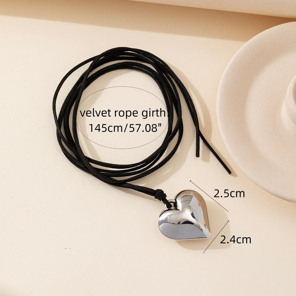 Diy Jewelry Goth Black Velvet 25mm Heart Pendant Choker Necklace for Women Weave Knotted Bowknot Adjustable Chain Jewelry