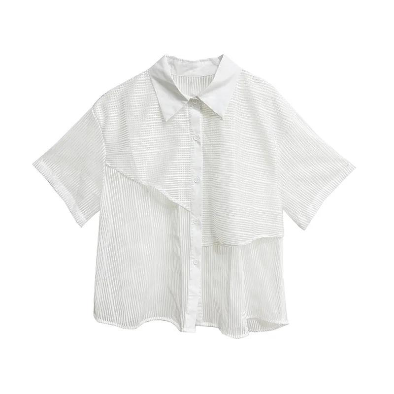 Xitao Dámská pruhovaná gázová košile s nepravidelným střihem ZY8868