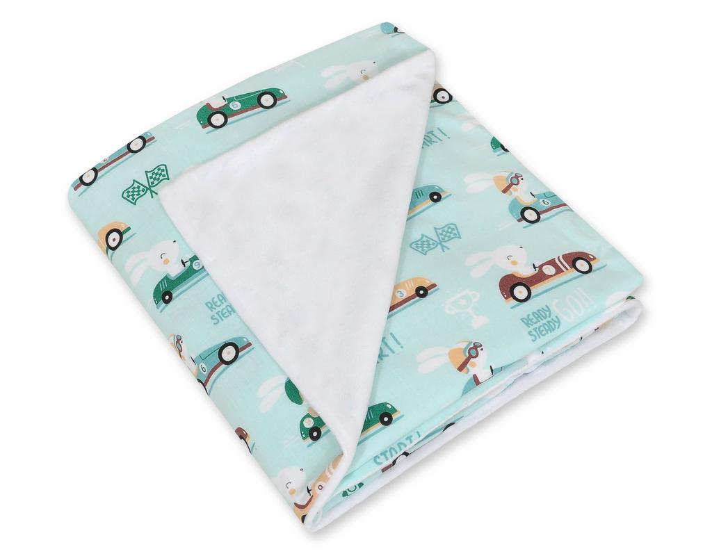 Large Baby Wrap for Stroller Carrier Seat, Double-sided - Mint/white Bunnies