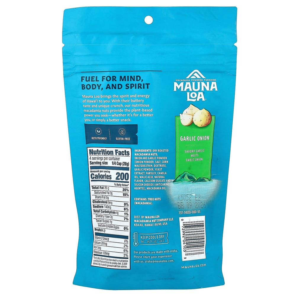IHerb geröstete Macadamianüsse mit Maui-Zwiebel & Knoblauch 113g (4 Unzen)
