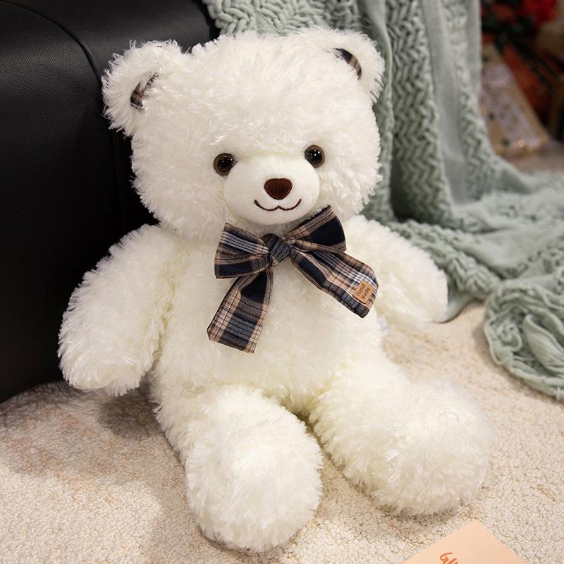 

Милый милый медведь с галстуком-бабочкой, кукла-плюшевый мишка, мягкая игрушка, медведь для обнимания, детская компаньонка, успокаивающая кукла 35cm（0.25kg） белый