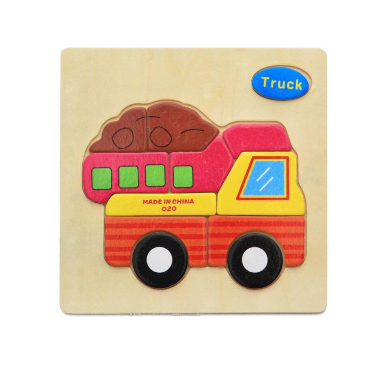 Cartoon Animal Fruit Car Pattern Wooden 3D Puzzle Baby Intelligence Early Learning Educational Toy Cute Wood Puzzle For Kids