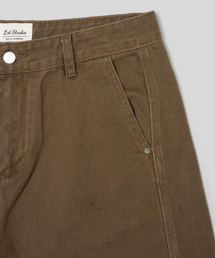 LXT Natural Washed Cotton Wide Straight Pants [Brown]