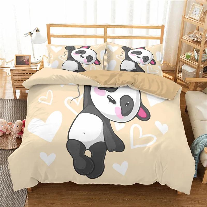 Cute Cartoon Panda Duvet Cover Twin Queen For Boys Girls Teen Soft Animal Theme Panda Bedding Set With Pillowcases Bedroom Decor