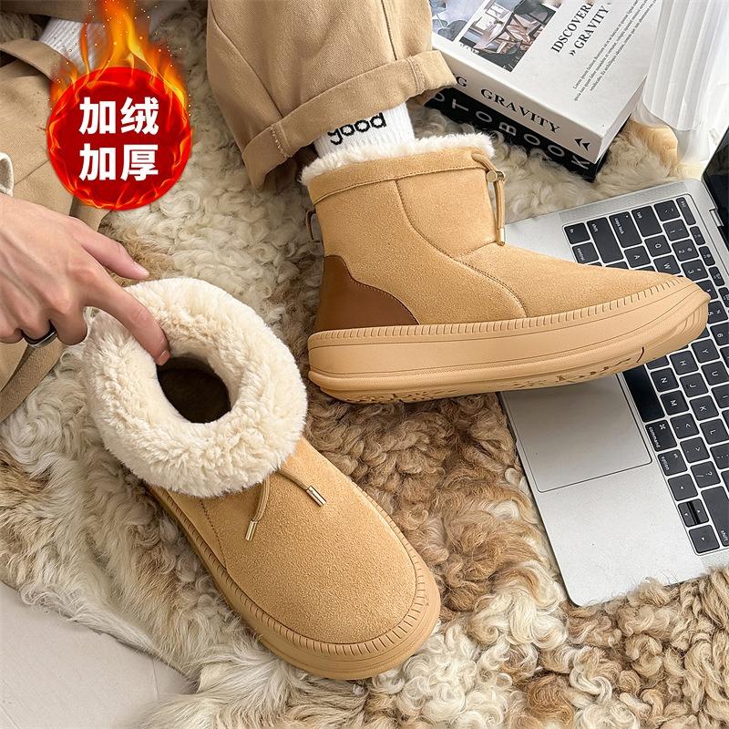 2562 platform snow boots autumn and winter British leather outdoor velvet cotton shoes men and women couples winter warm shoes