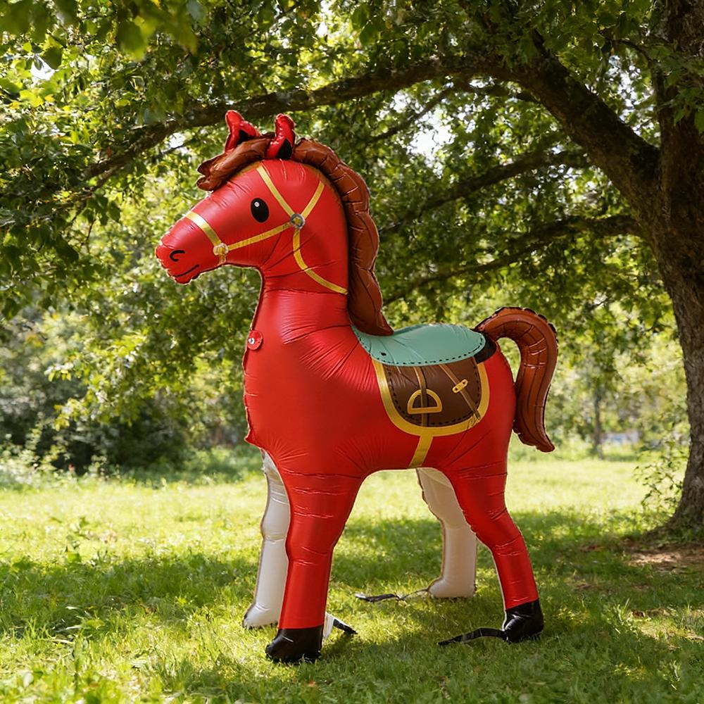 1 pièce Grand Ballon en forme de Cheval Ballon en Film d'Aluminium en forme de Cheval Thème Animaux de la Ferme Décoration de Fête d'Anniversaire Accessoires Photo