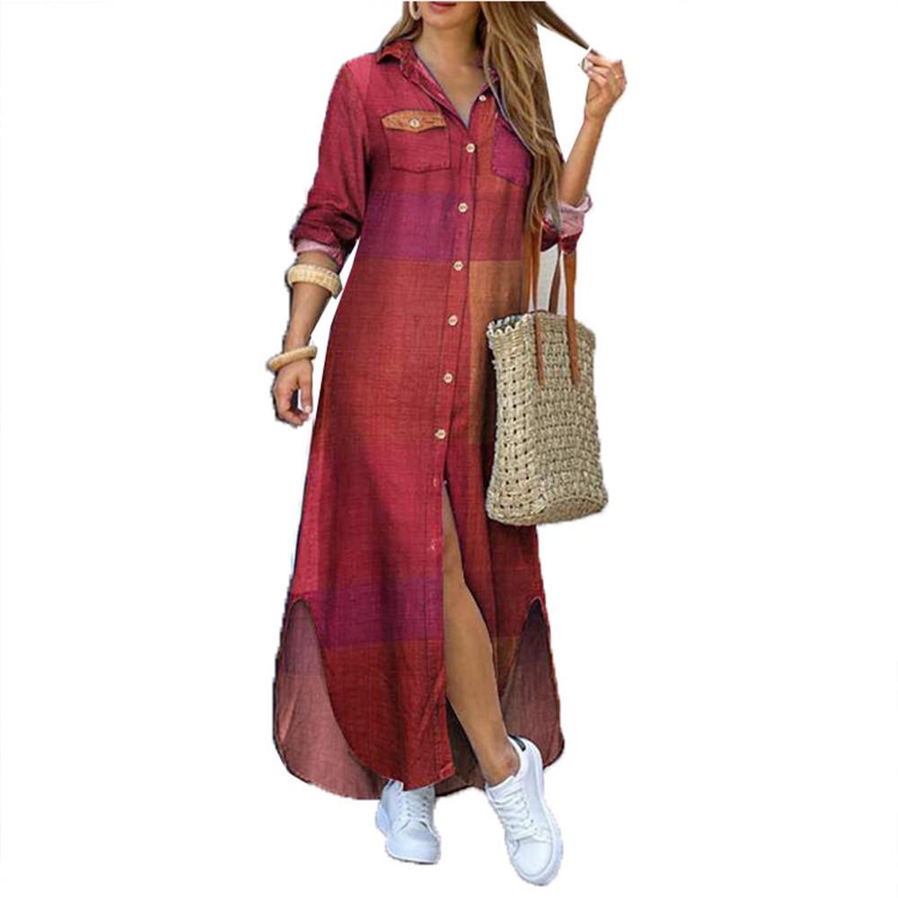 New Women's European and American Fashion Long Shirt Dress - Spring/Autumn, Sexy, Single-Breasted, Loose Lapel Design