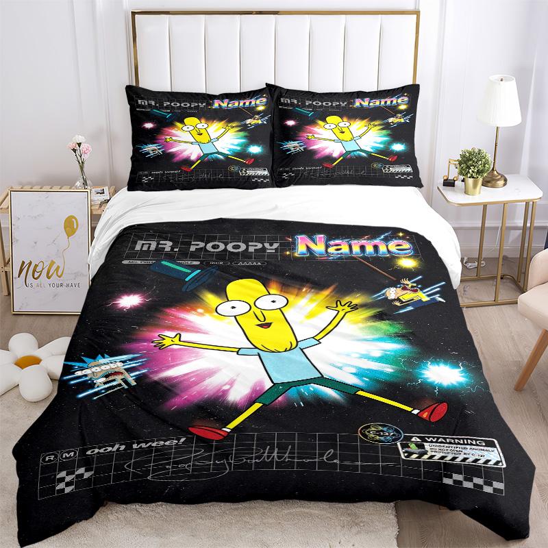 Custom Name Space Cartoon Bedding 3 Piece Set HD Print Duvet Cover Pillowcases for Teens Adult Bedroom Decoration Christmas Gift