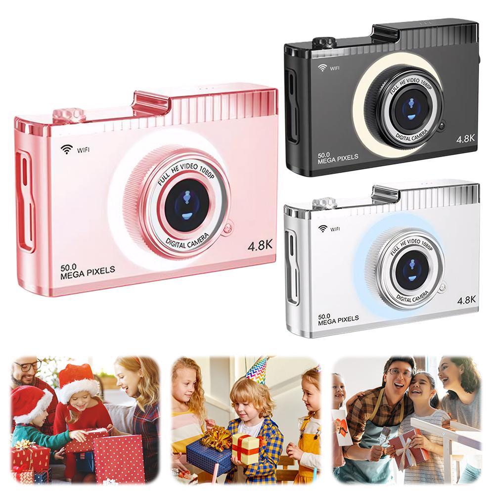 

Цифрова камера 4K FHD 50MP Камера з автофокусом, 2,4-дюймовий IPS-екран, WIFI, селфі-камера, 16-кратне збільшення, стабілізатор тремтіння для фото та відео білий