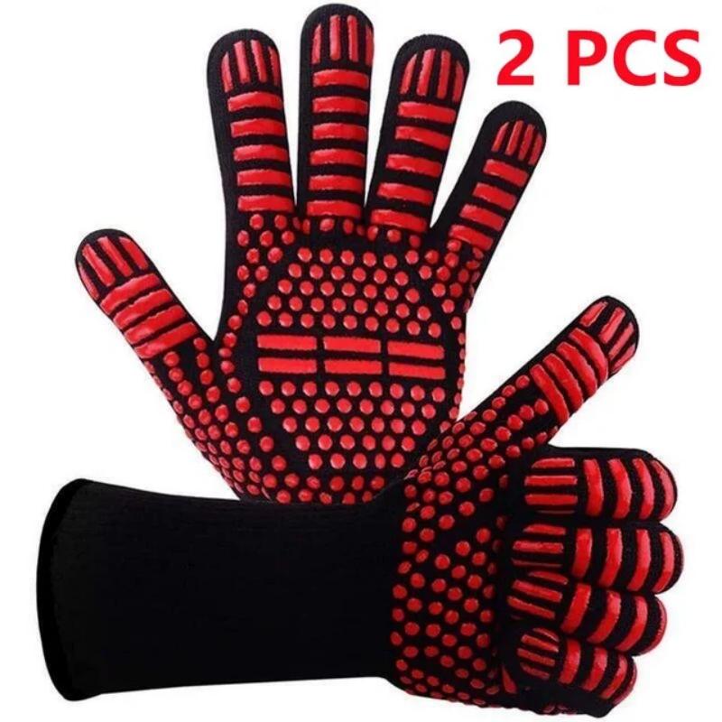 Anti-Cut Fireproof Oven Mitts Silicone Non-Slip Heat Resistant Kitchen Grilling Gloves Barbecue Cooking Baking Smoker Gloves