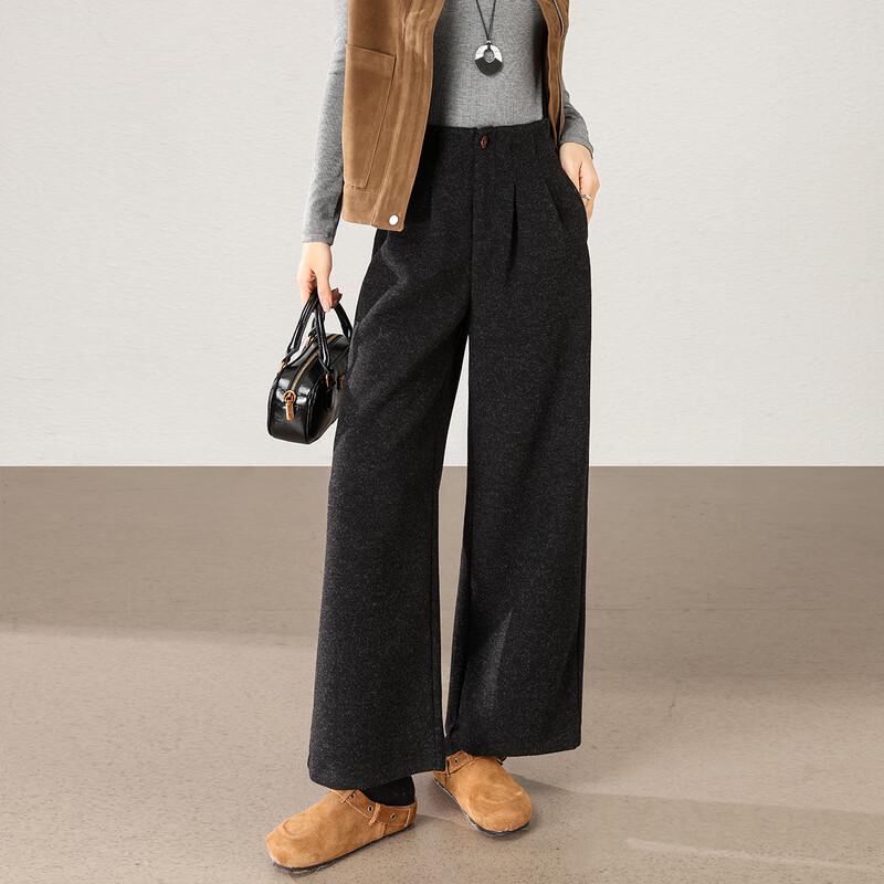 TERRE BLEUE Women's Wool Blend Wide-Leg Suit Pants