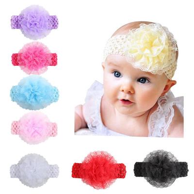 Baby Headband Mesh Yarn Lace Flower Headwear Girl Birthday Party Dress Wear Accessories