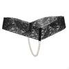 Crotchless Lace Panties Pearls for Women