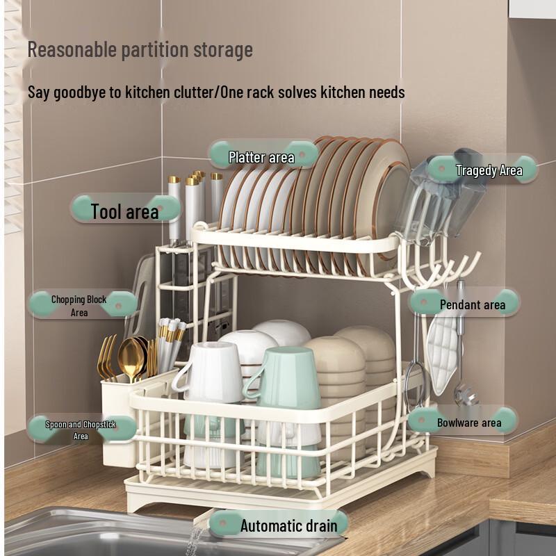 ZISIZ Multi-functional Double-Layer Kitchen Sink Dish Drying Rack
