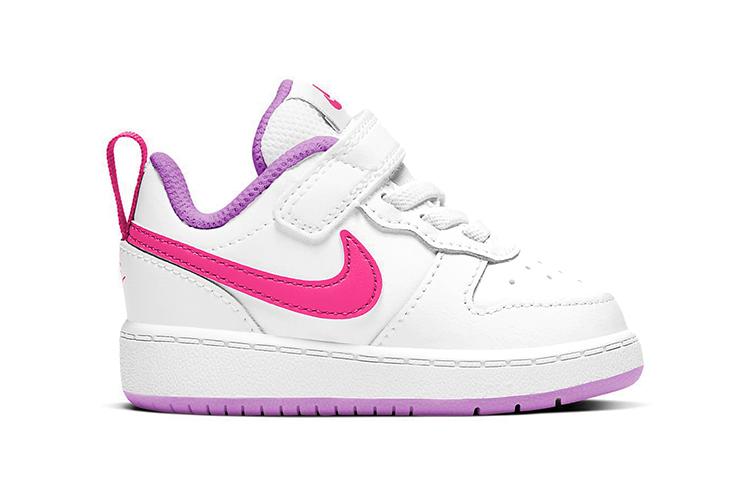 Nike Court Borough 2 Synthetic Leather Low top Toddler Shoes White Pink Purple Infant And Toddler BQ5453-111