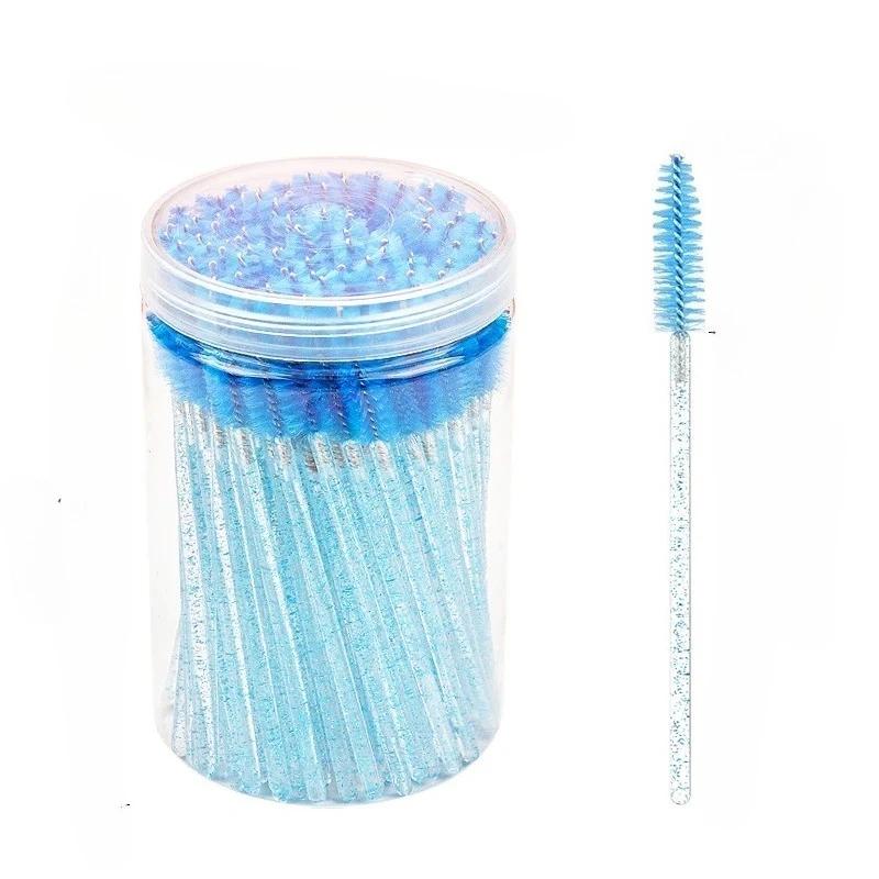 100pcs Barrel Crystal Handle Eyelash Brush Mascara Wand Eye Extension Eyebrow Disposable Makeup Brushes Cosmetic Tools Lashes