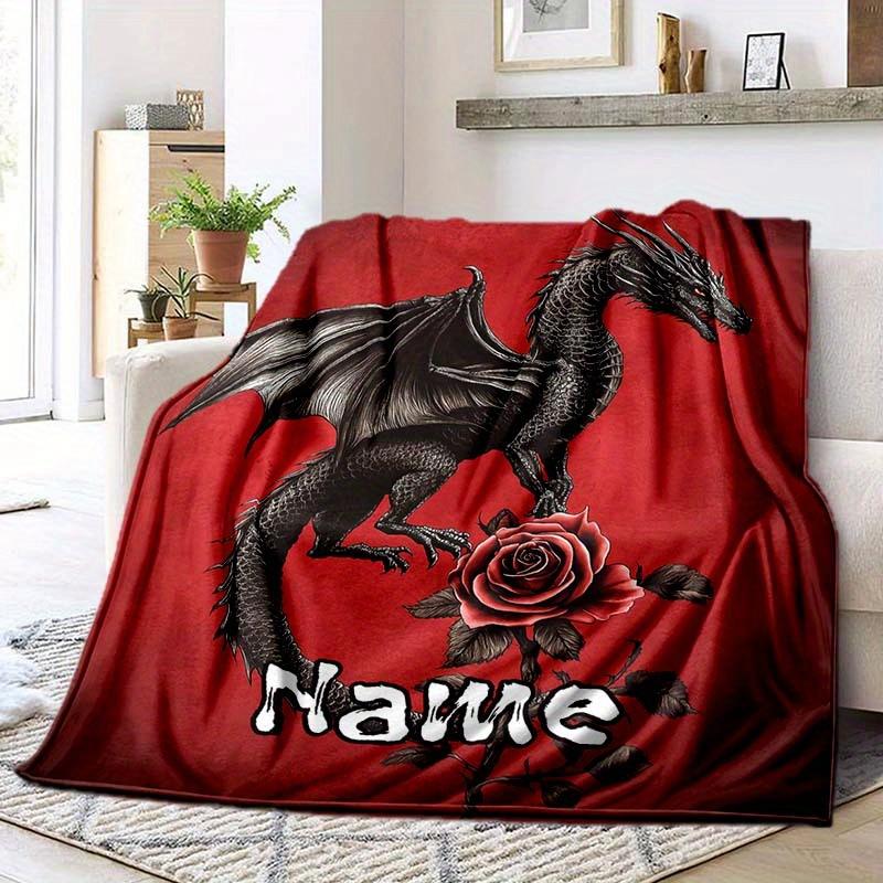 Black Dragon Customize Your Name Blanket Used For Chair Office Sofa Bed Camping Soft And Warm Giving Friends And Relatives Birthday Graduation Gift
