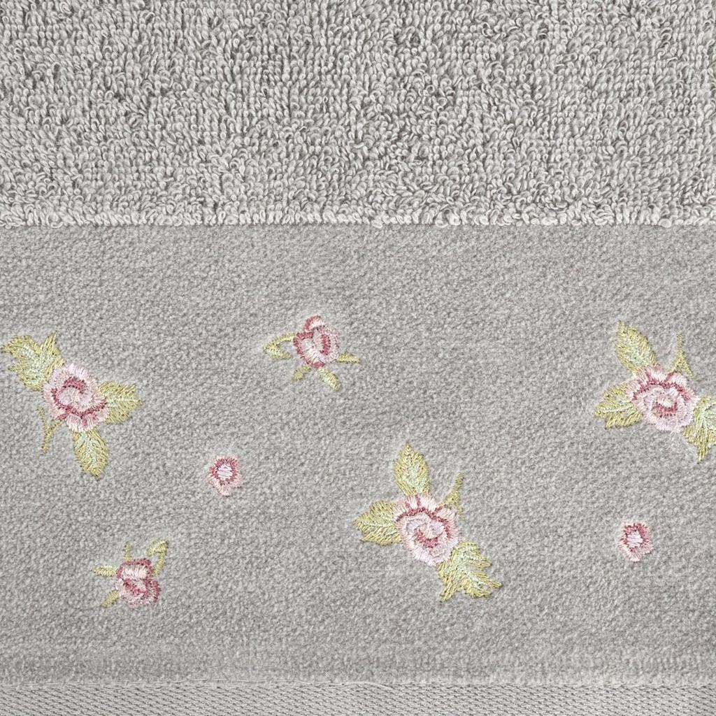 Ręcznik Dalia Kwiatowy Haft 50X90 Cm Stalowy