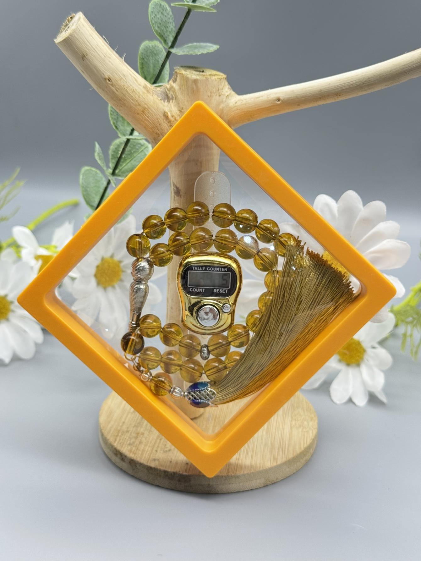 

1 шт. Набор счетчиков Мисбаха из 33 бусин - Золотые/Серебряные молитвенные бусины с прозрачной подарочной коробкой | Тасбих Счетчик Зикра для мусульман