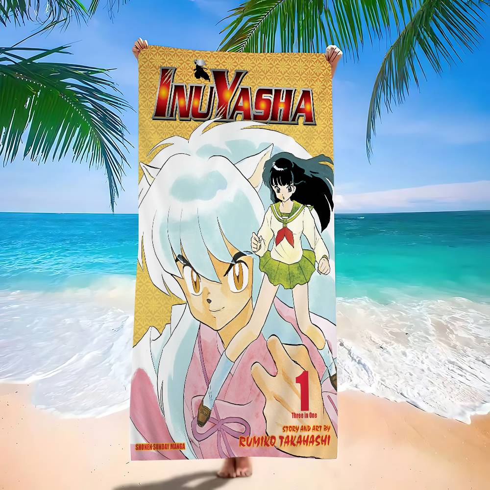 Anime I-Inuyasha Vintage Microfiber Printed Beach Towel Mountain Climbing Yoga Beach Swimming Running Absorbent Soft Towel