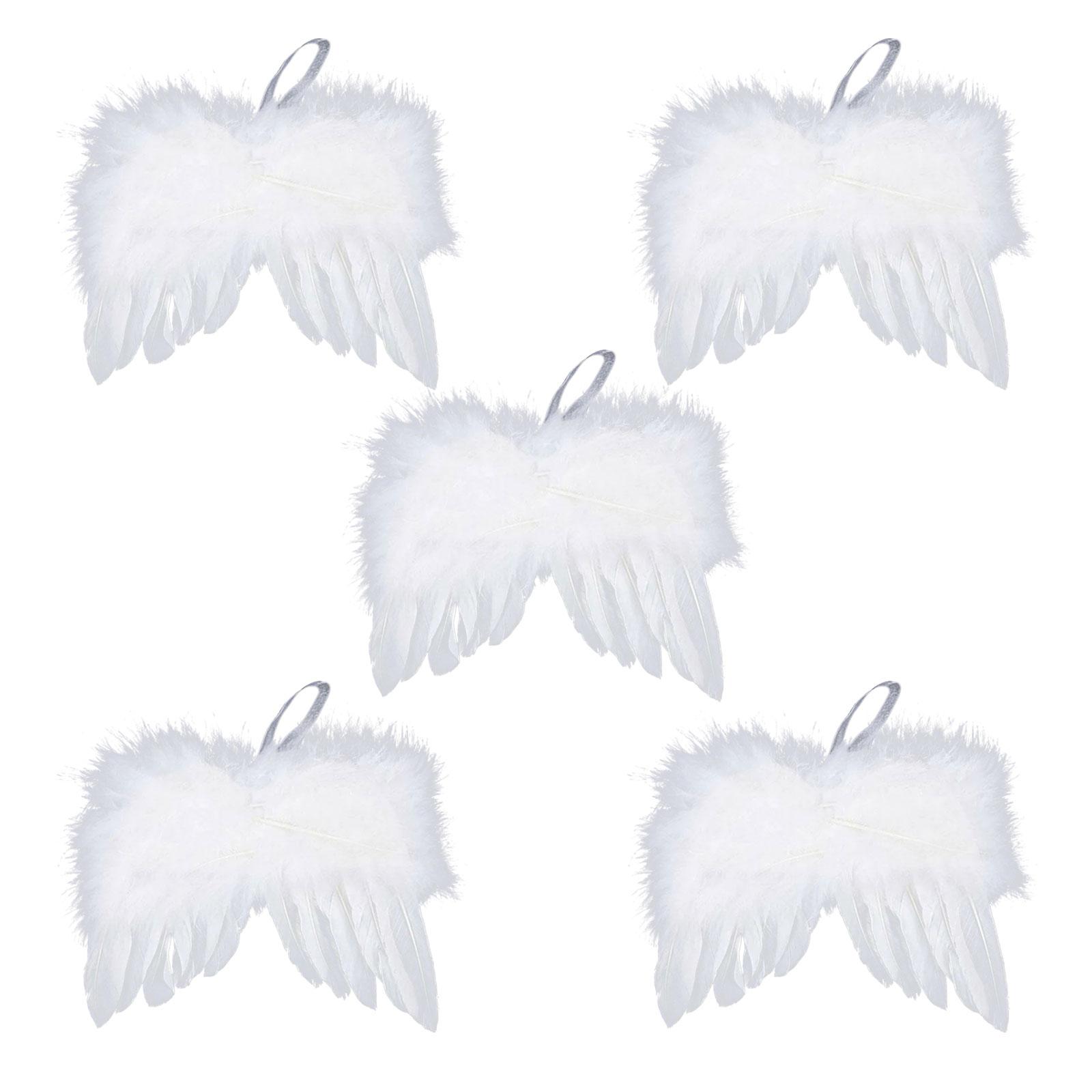5 Pieces Mini Feather Wing Hanging Ornament Angel Feather Wing for Party Arrangement DIY Craft Christmas Tree Party Festival