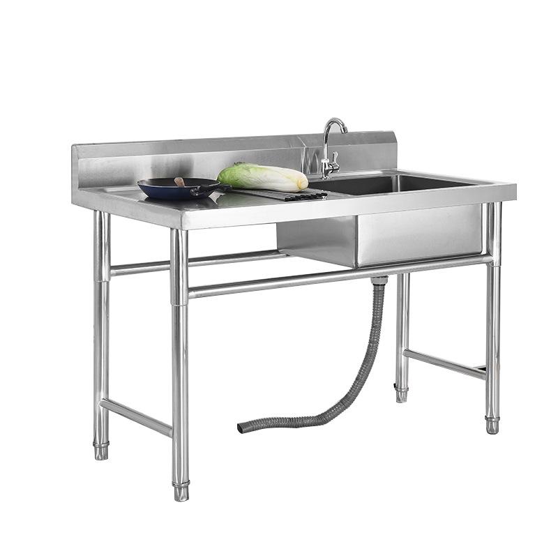 Commercial 304 Stainless Steel Floor-Standing Kitchen Sink with Platform Bracket, Single Bowl for Vegetable Washing and Dishwashing.