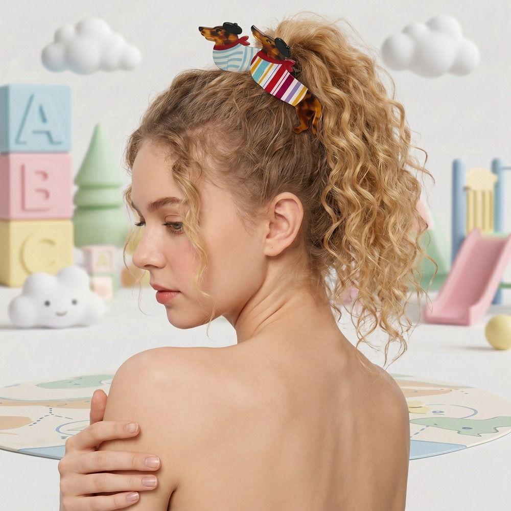 Essigsäure Dackel Hundehaarspange Groß Cartoon Haarspange Mode Dackel Haarkralle Streetwear