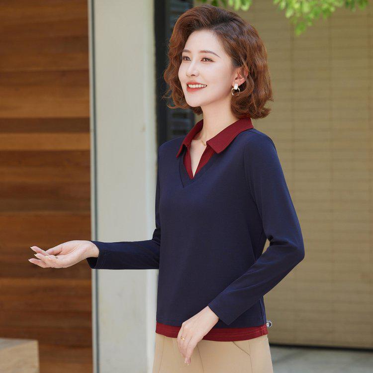 Women's 2025 Slimming Long-Sleeve T-Shirt with Lapel - Versatile Spring/Autumn Top