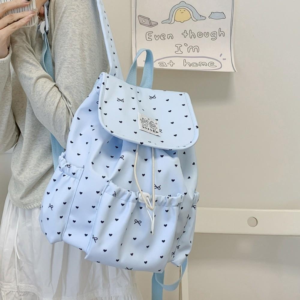 Cute Lightweight Drawstring Backpack Large Capacity Korean Style Nylon Backpack Cloth College Style Students School Bag School
