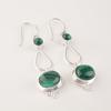 Green Oval Malachite 925 Sterling Silver Gemstone Drop/ Dangle Earrings 2.50" EE-132-19