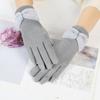 Keep Warm Winter Velvet Gloves Solid Color  Gloves Simple Bowknot Mittens  Riding