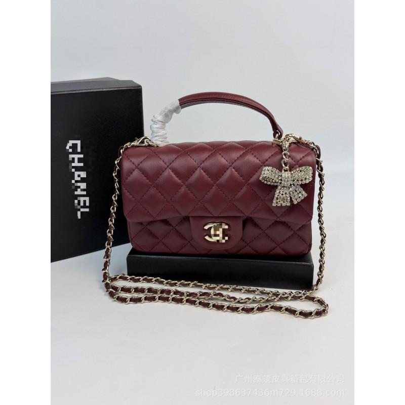 Xiaoxiangfeng Sheepskin Grid Chain Bag Women's Single Shoulder Crossbody Leather Small Square Fashionable Versatile High-end