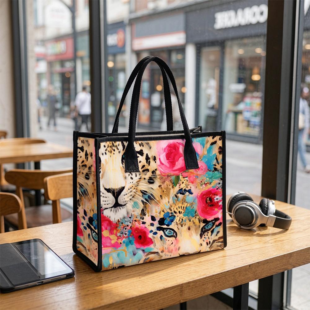 Floral Leopard Print Tote Bag Large Casual Daily Handbag for Shopping Travel Commute
