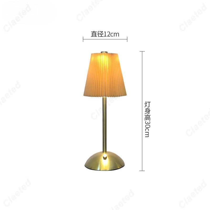 Creative LED Pleated Fabric Lampshade Bedroom Bedside Lamp USB Charging Model Touch Night Light Living Room Small Table Lamp