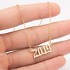 1980-2019 Birth Year Number Charm Pendant Stainless Steel Chain Necklace Jewelry
