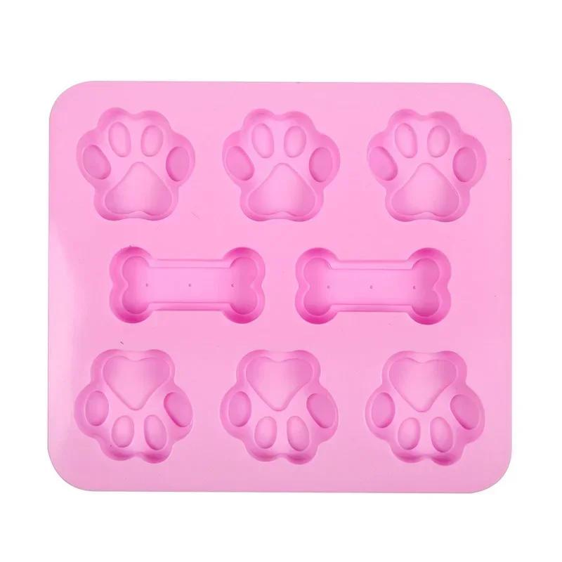 Cute Dog Creative Handmade Footprint Silicone Mold Cake Molds Bone Cookie Cutter Fondant DIY Silicone Bakeware Molds Accessories