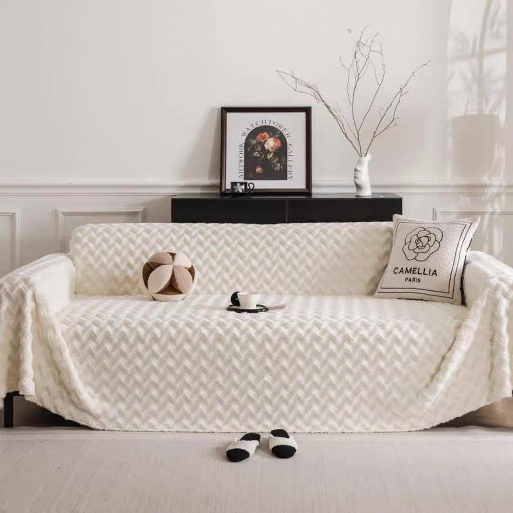 Winter Thickening Couch Seat Covers Solid Color Living Room Plush and Soft Mat Dustproof Furniture Protector Home Decoration