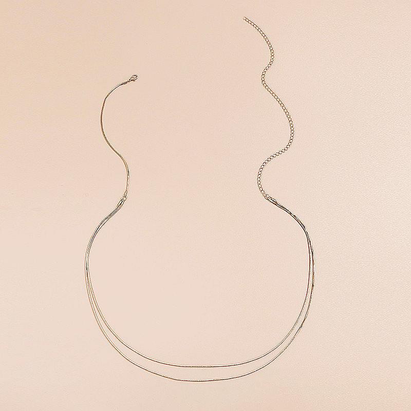 Fashion trend women's metal thin chain body chain, simple double-layer thin snake bone chain waist chain