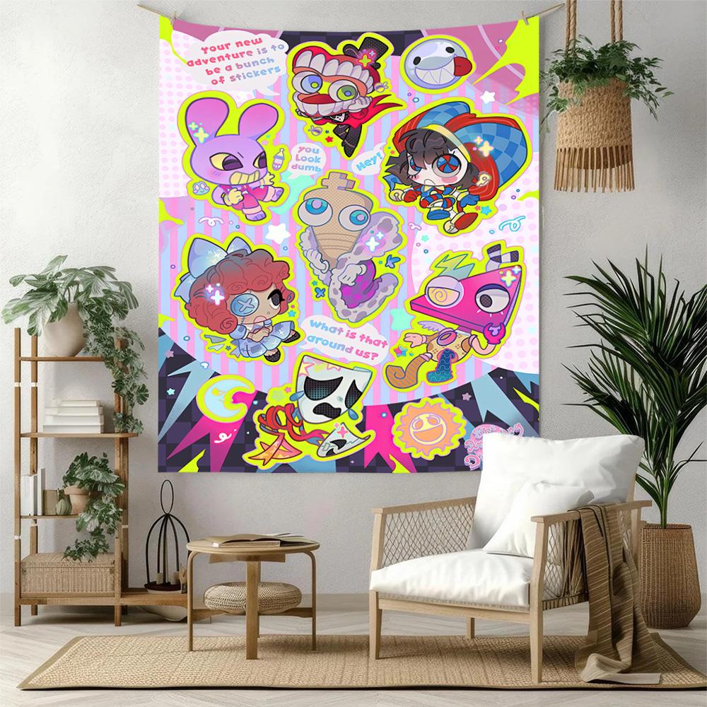 Digital Circus Wall Decor Tapestry Art For Pet Memorial Birthdaywedding Party Backdrop Family Gift