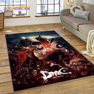 DMC Jeu 3D D-Devil May Cry dessin animé Tapis Moquette pour Salon Chambre Décoration de Maison, Tapis de Sol Antidérapant Décoration pour Canapé Paillasson