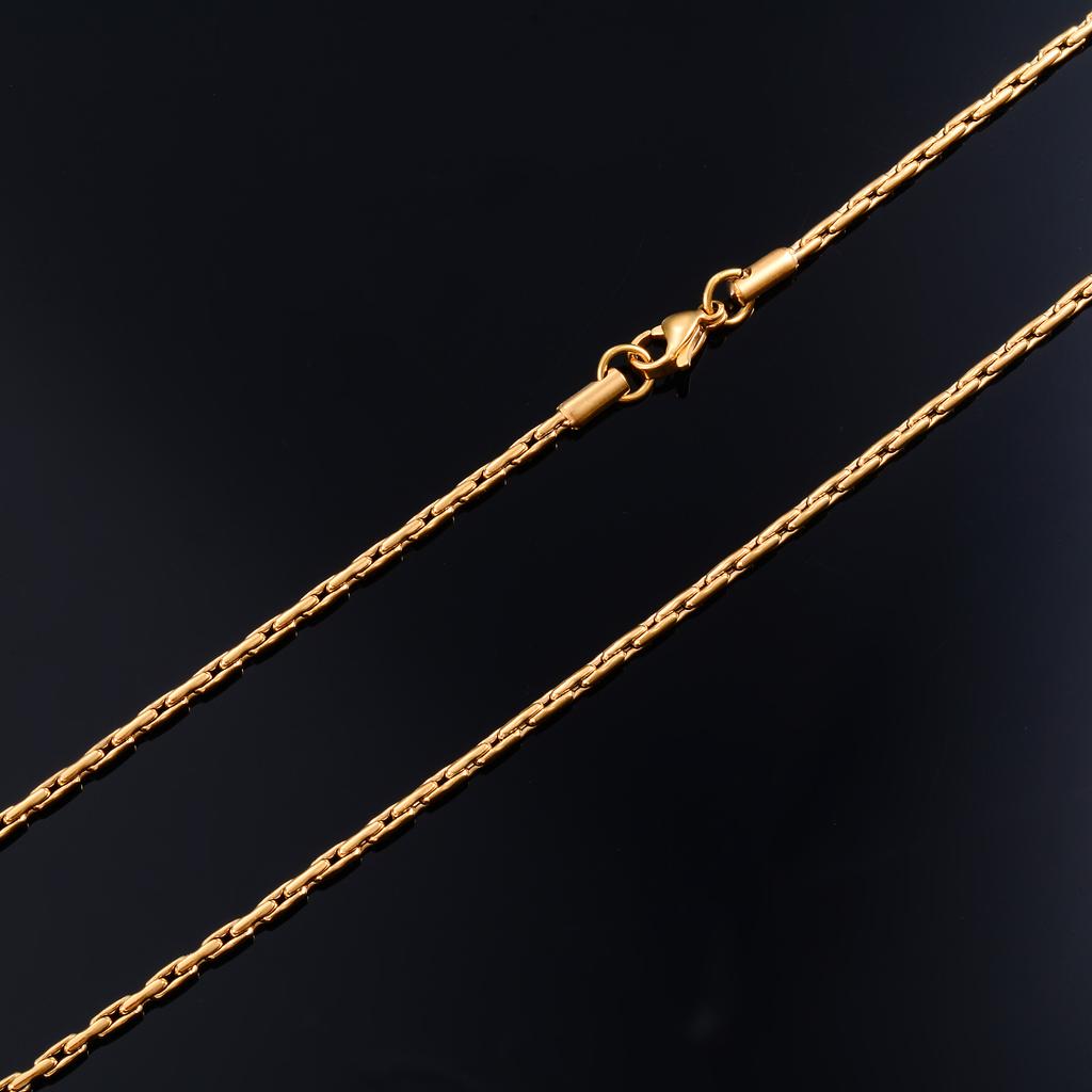 Gold Color Plated Thin Necklace Link Cable Chain 316L Stainless Steel Jewelry Accessories On Neck for Women Ladies Choker Gift