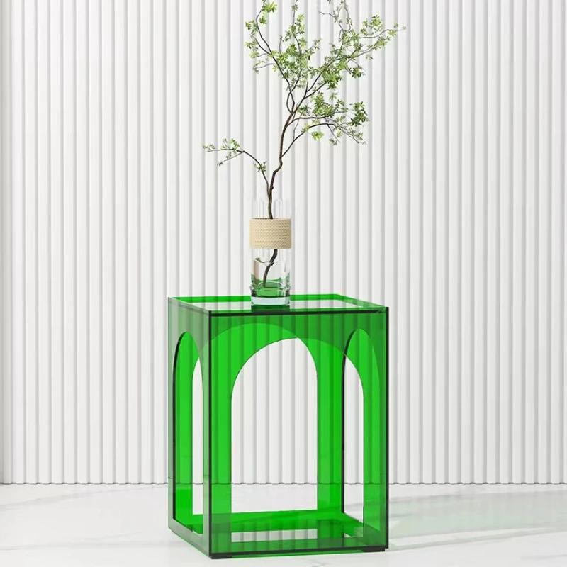 Nordic Acrylic Table Coffee Tables Bedside Cupboard Sofa Side Table Storage Side Cabinet Transparent Lattice Gifts Furniture