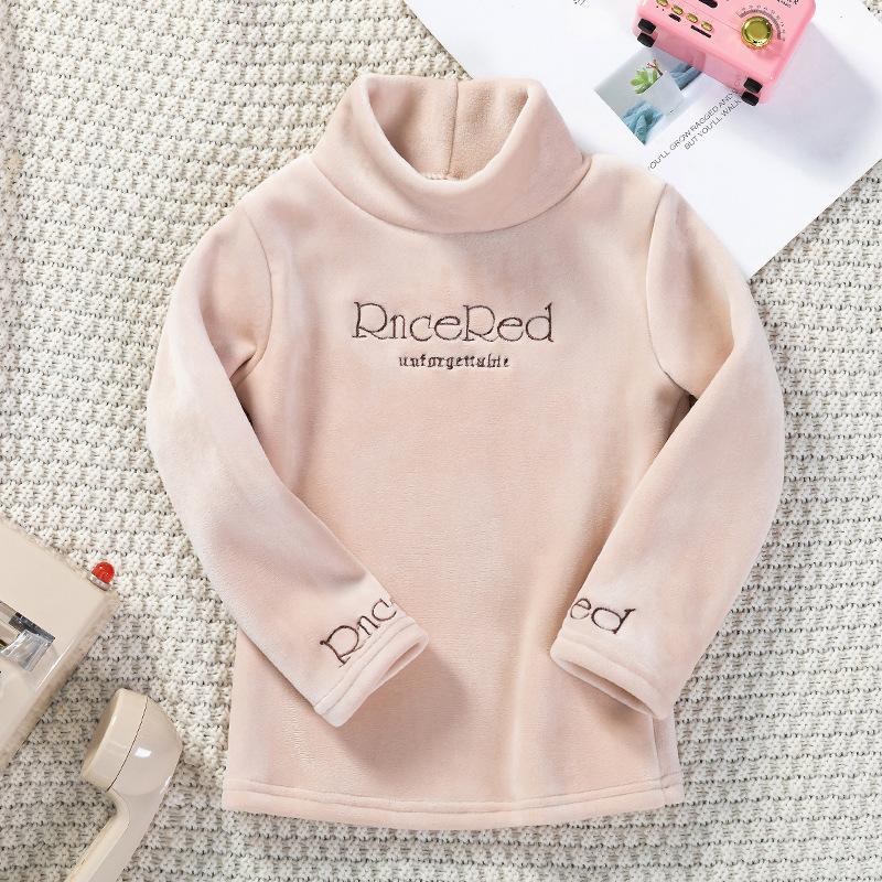 

Детская теплая базовая рубашка с плюшем 160 бежевый