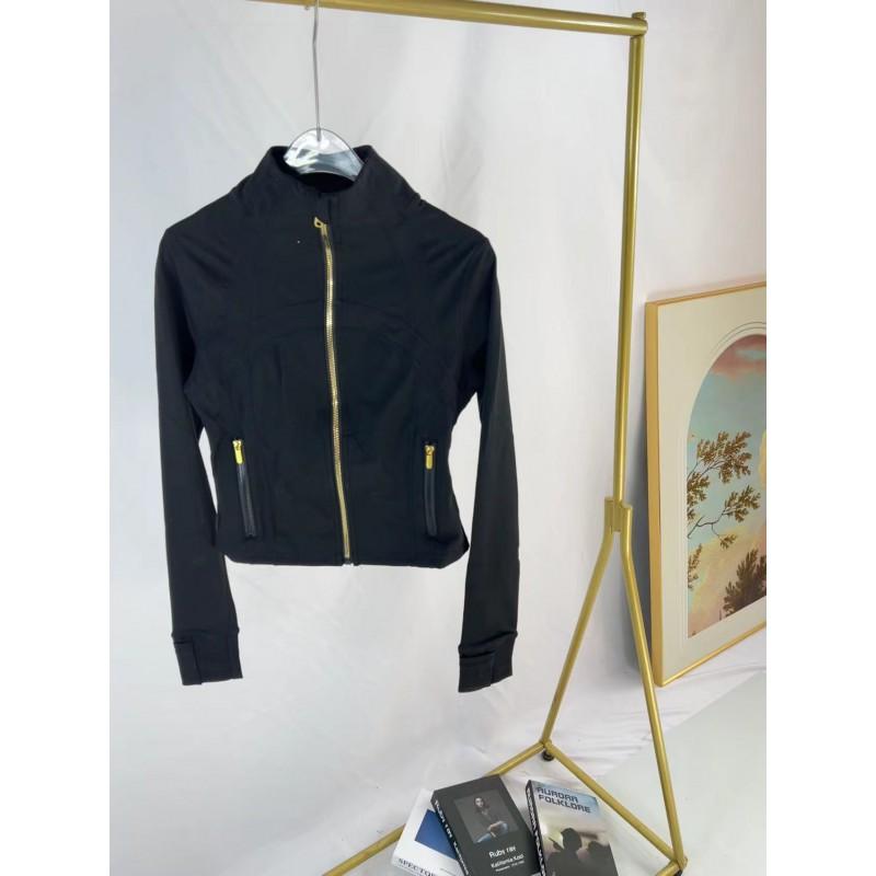Womens Slim Fit Short Jacket Gold Zipper Yoga Fitness Activewear