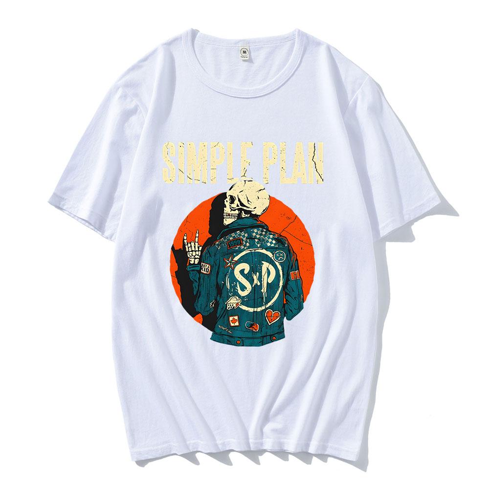 SKELETON JACKET T-SHIRT SIMPLE PLAN Band Design Print Tshirts Unisex Streetwear O-neck Summer Short Sleeve Male Tees Graphic Tee