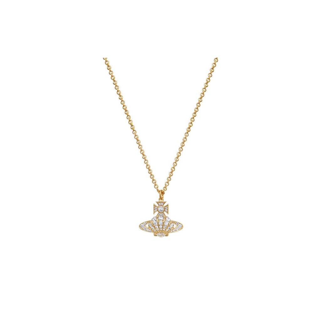 VIVIENNE WESTWOOD Natalina Saturn Crystal Shell Design Necklace Unisex Necklace Gold 630203D302R102